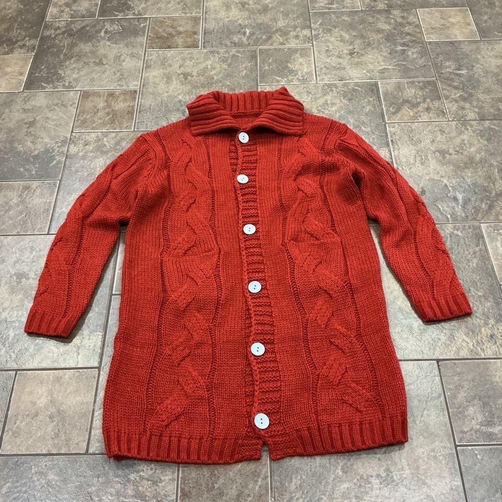 🥵 Cozy Cable Knit Red Sweater medium